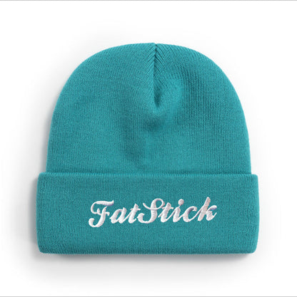 Teal FatStick Beanie Hat with a white FatStick logo embroidered on the folded brim